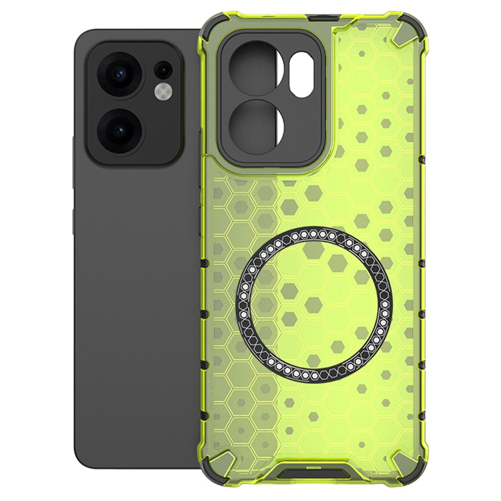 Oppo Reno13 F 5G (Reno 13 FS 5G) / 4G Magnetiskt Skal Honeycomb Design TPU + PC mobilskal