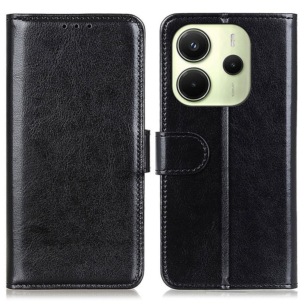 For Xiaomi Redmi Note 14 4G (164.84mm) Case Crazy Horse Texture PU Leather Phone Stand Cover