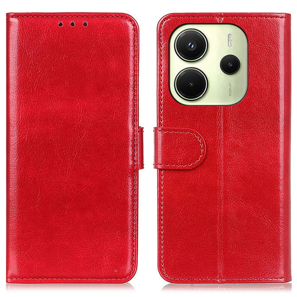 For Xiaomi Redmi Note 14 4G (164.84mm) Case Crazy Horse Texture PU Leather Phone Stand Cover
