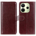 Xiaomi Redmi Note 14 4G (164.84mm) skal Crazy Horse textur PU-läder mobilstativ