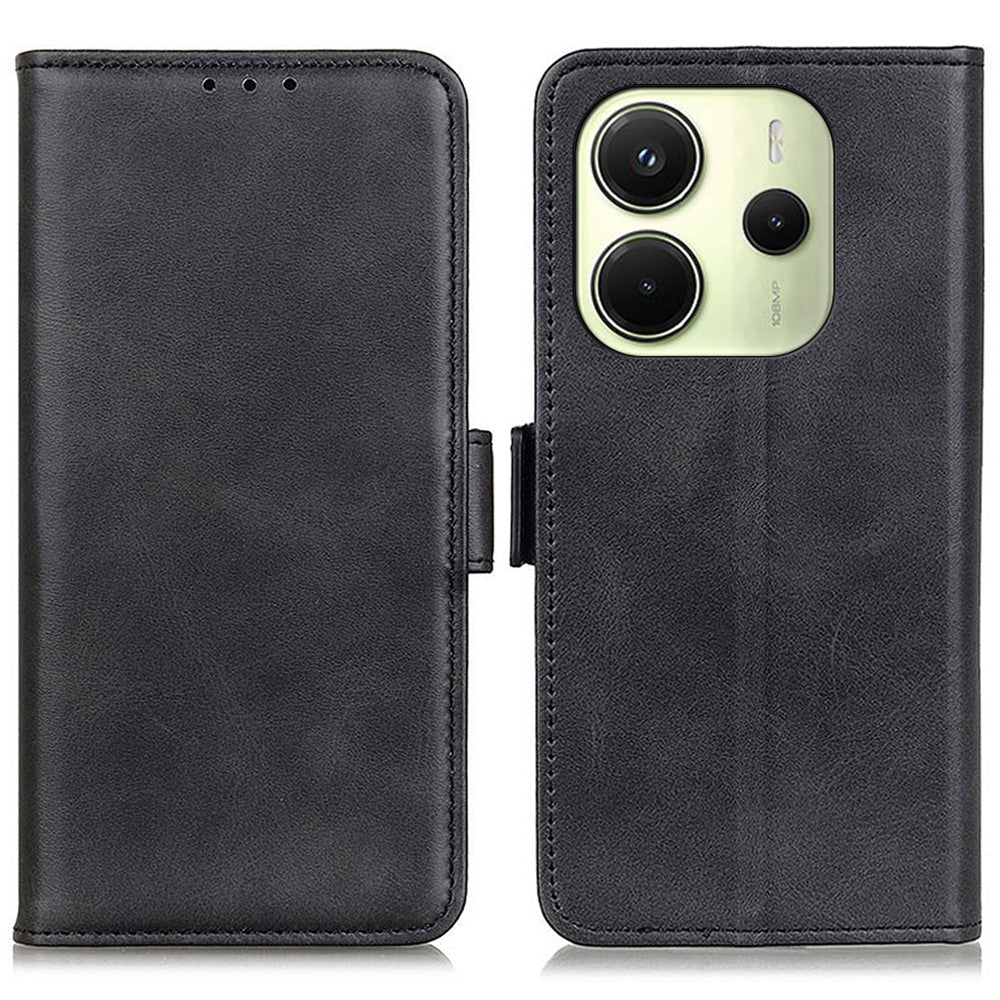 For Xiaomi Redmi Note 14 4G (164.84mm) Case Stand Cowhide Texture PU Leather Phone Cover