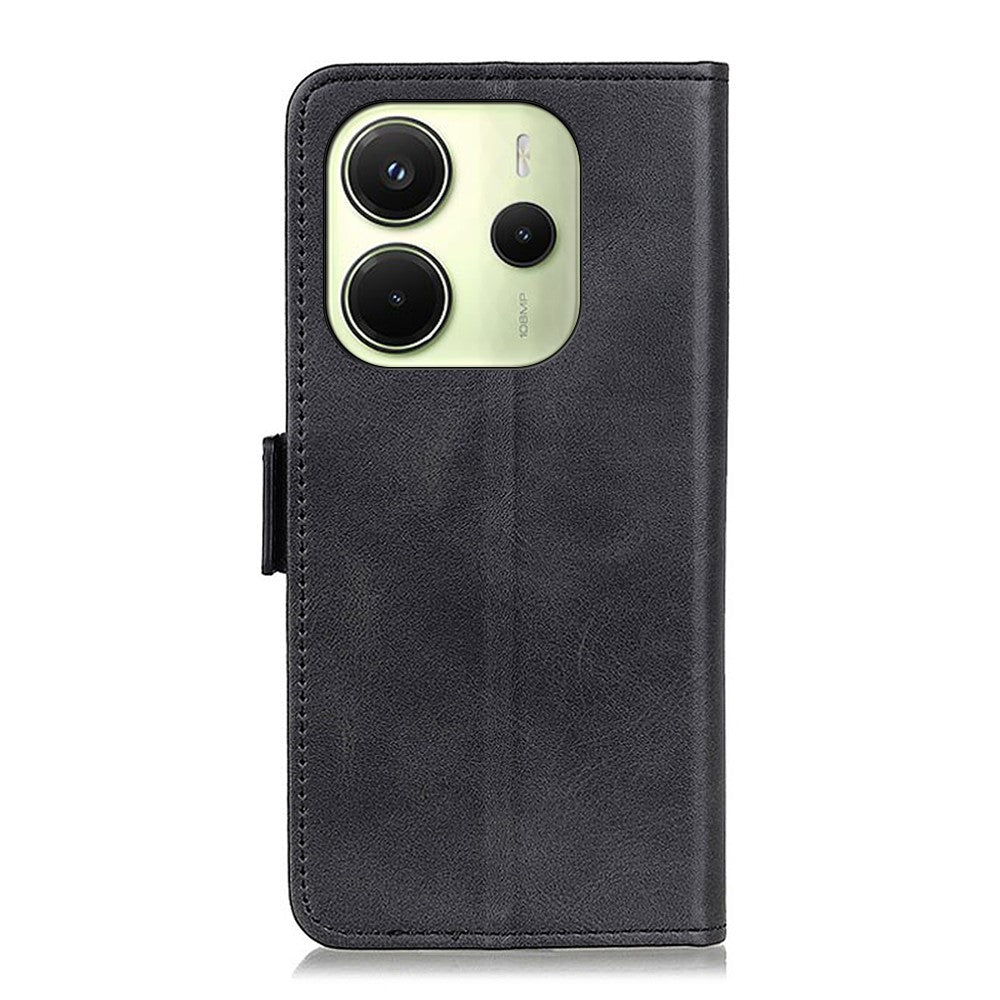 For Xiaomi Redmi Note 14 4G (164.84mm) Case Stand Cowhide Texture PU Leather Phone Cover