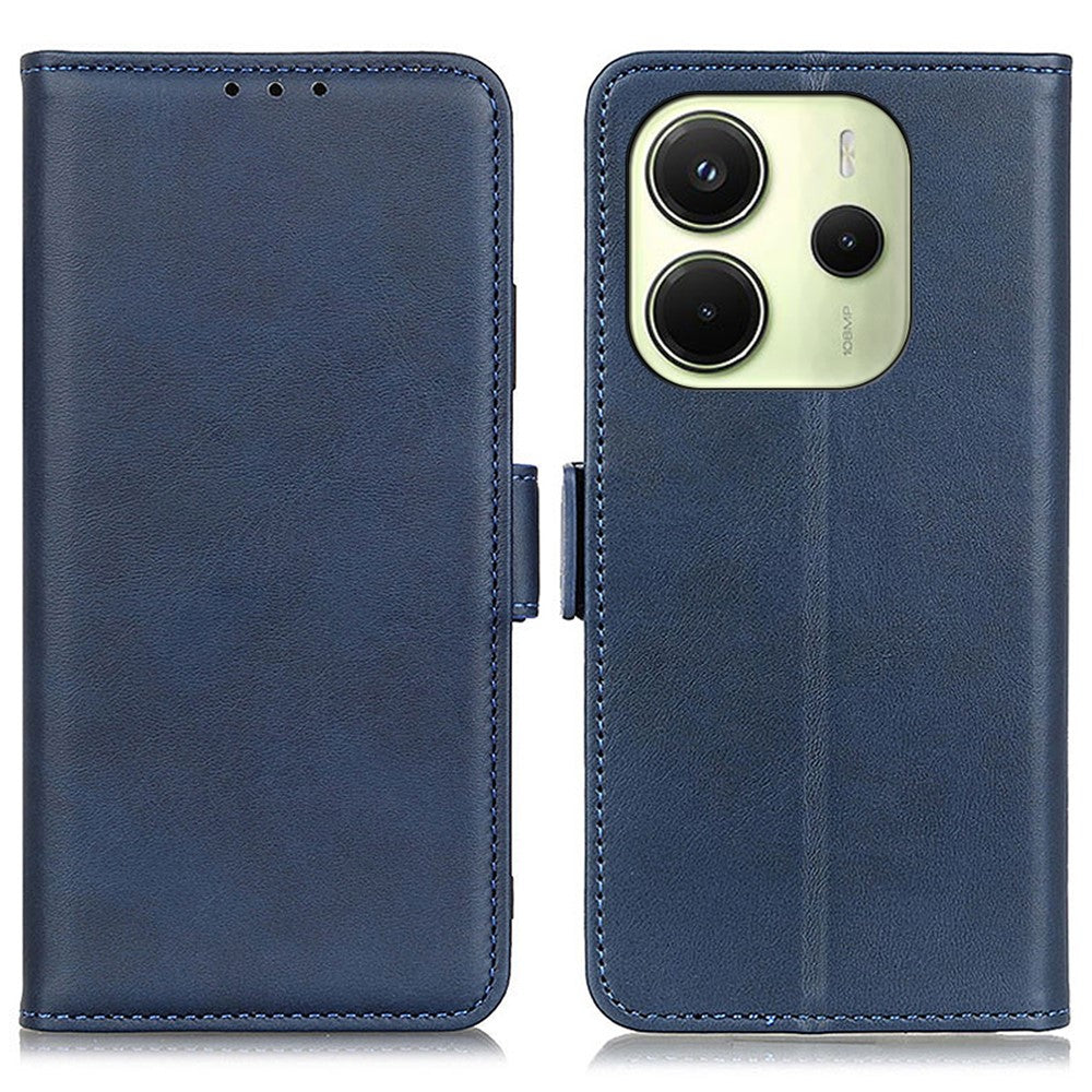 For Xiaomi Redmi Note 14 4G (164.84mm) Case Stand Cowhide Texture PU Leather Phone Cover