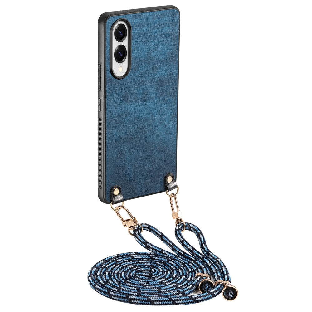For Samsung Galaxy S25 Edge Retro Leather Phone Back Cover with Adjustable Strap