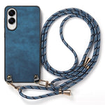 For Samsung Galaxy S25 Edge Retro Leather Phone Back Cover with Adjustable Strap