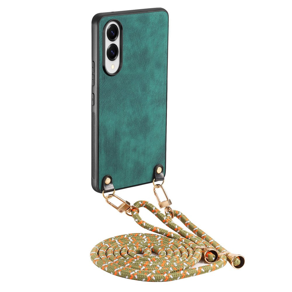 For Samsung Galaxy S25 Edge Retro Leather Phone Back Cover with Adjustable Strap