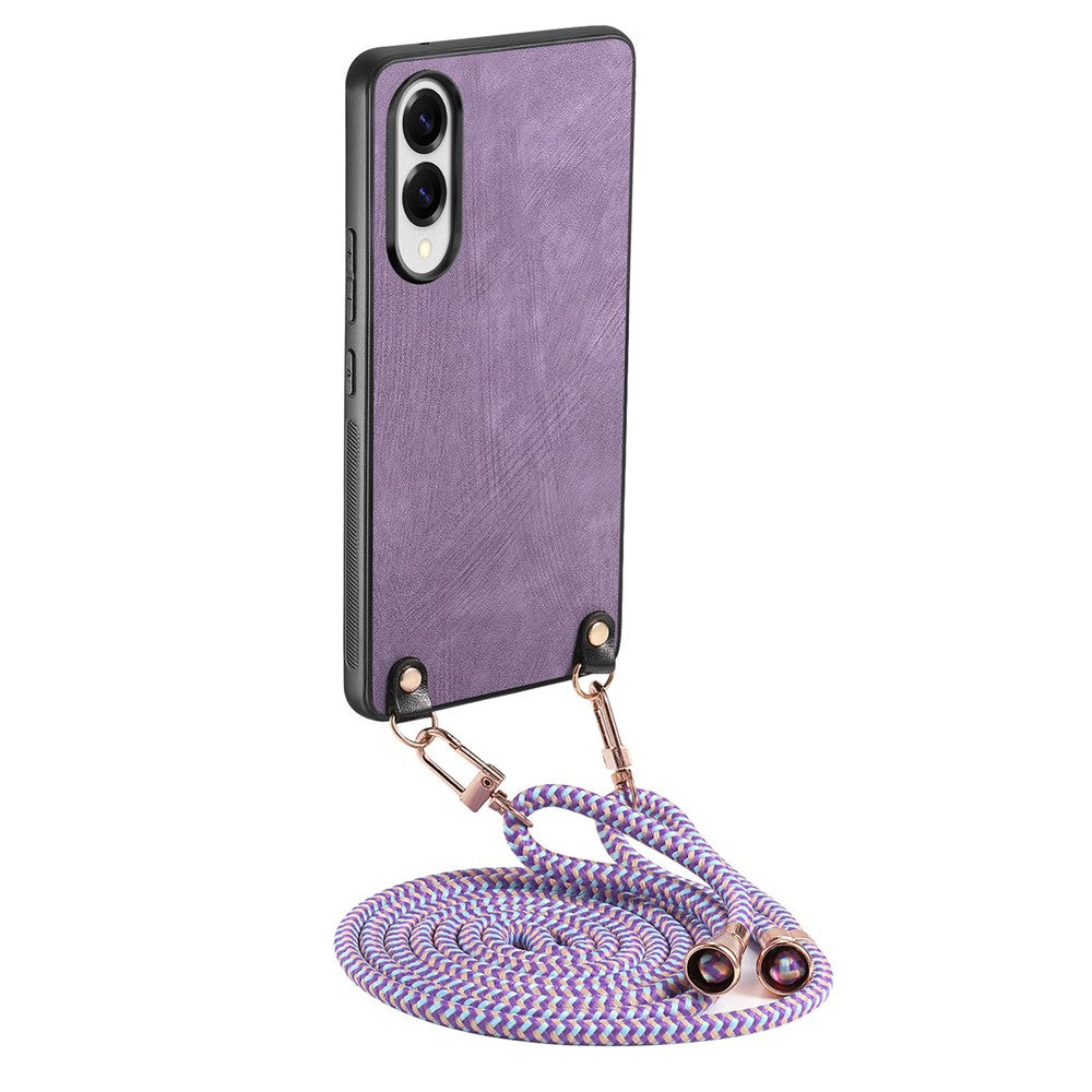 For Samsung Galaxy S25 Edge Retro Leather Phone Back Cover with Adjustable Strap