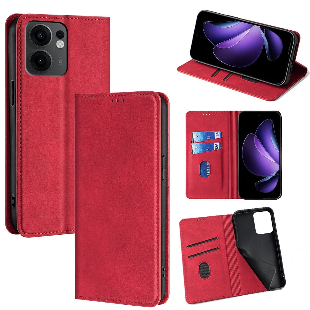 For Oppo Reno13 F 5G (Reno 13 FS 5G) / 4G Card Holder Case PU Leather Magnetic Closing Phone Cover