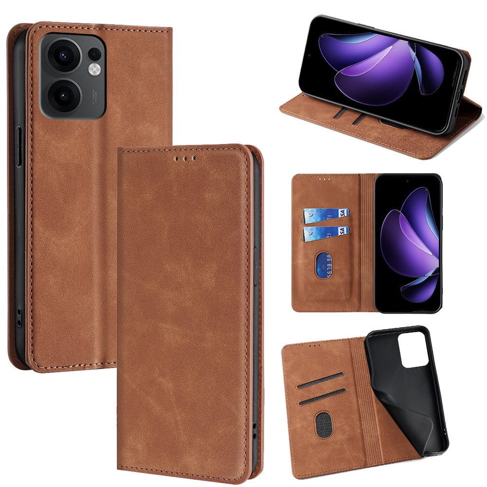 For Oppo Reno13 F 5G (Reno 13 FS 5G) / 4G Card Holder Case PU Leather Magnetic Closing Phone Cover