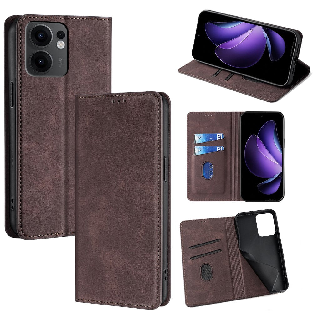 For Oppo Reno13 F 5G (Reno 13 FS 5G) / 4G Card Holder Case PU Leather Magnetic Closing Phone Cover