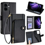 For Oppo Reno13 F 5G (Reno 13 FS 5G) / 4G Case Zipper Pocket PU Leather Wallet Flip Phone Cover