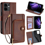 For Oppo Reno13 F 5G (Reno 13 FS 5G) / 4G Case Zipper Pocket PU Leather Wallet Flip Phone Cover