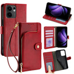 For Oppo Reno13 F 5G (Reno 13 FS 5G) / 4G Case Zipper Pocket PU Leather Wallet Flip Phone Cover