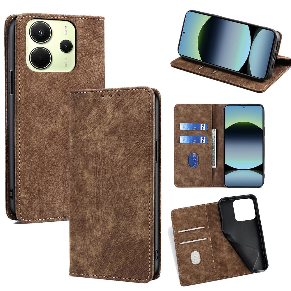 For Xiaomi Redmi Note 14 4G (163.25mm) Case RFID Blocking Wallet Leather Phone Cover