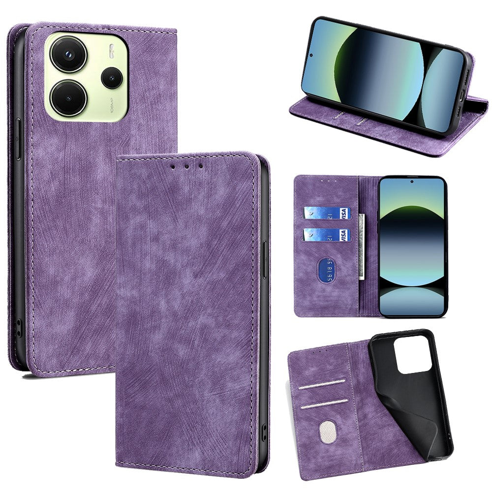 For Xiaomi Redmi Note 14 4G (163.25mm) Case RFID Blocking Wallet Leather Phone Cover