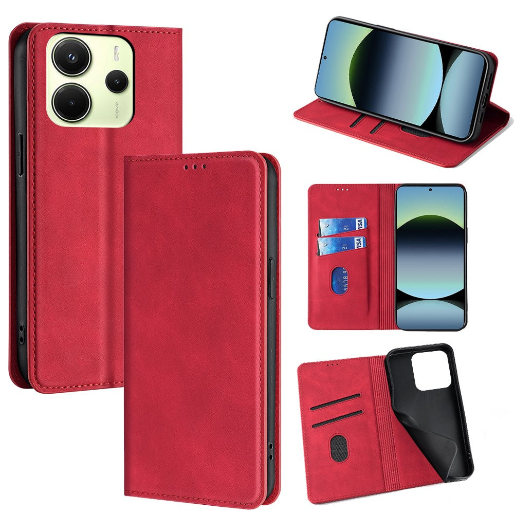 For Xiaomi Redmi Note 14 4G (163.25mm) Card Holder Case PU Leather Magnetic Closing Phone Cover