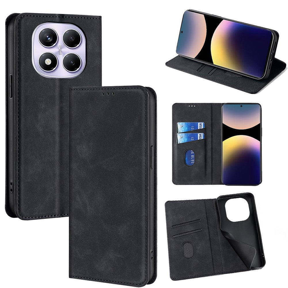 For Xiaomi Redmi Note 14 Pro 4G Card Holder Case PU Leather Magnetic Closing Phone Cover