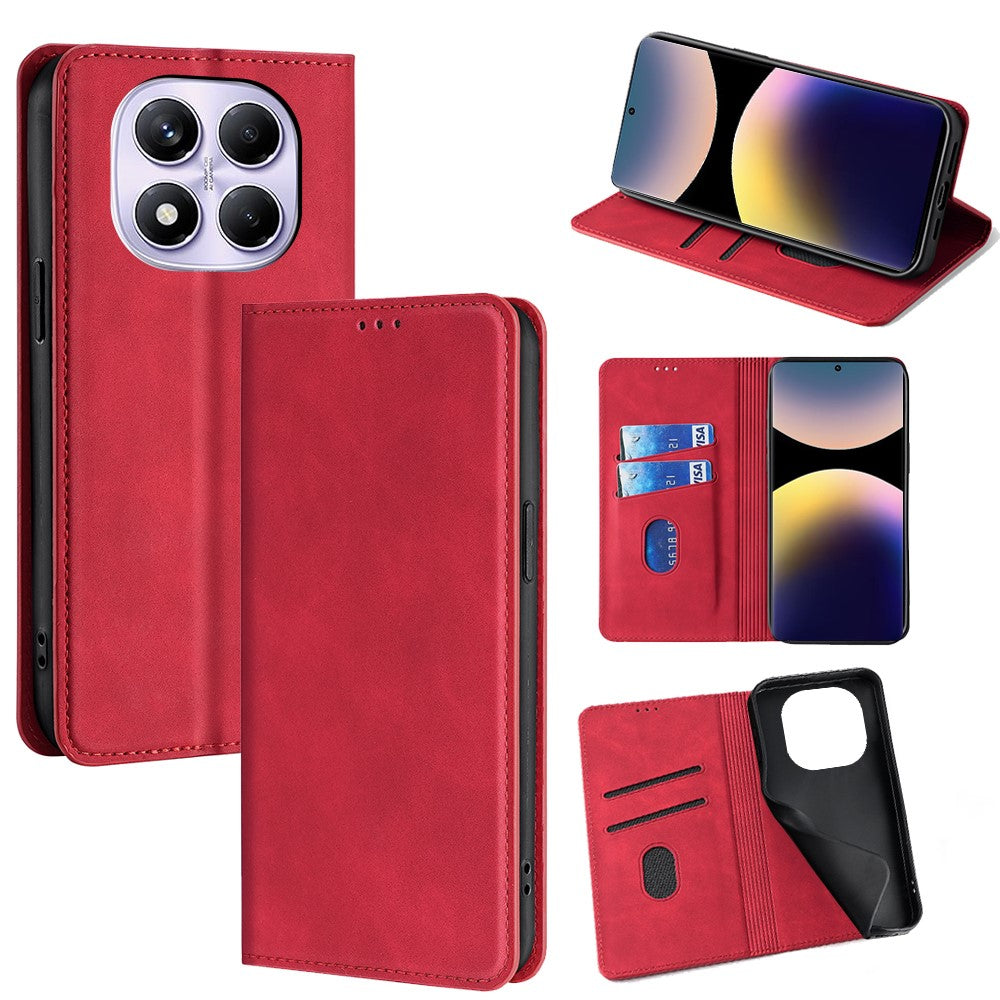 For Xiaomi Redmi Note 14 Pro 4G Card Holder Case PU Leather Magnetic Closing Phone Cover