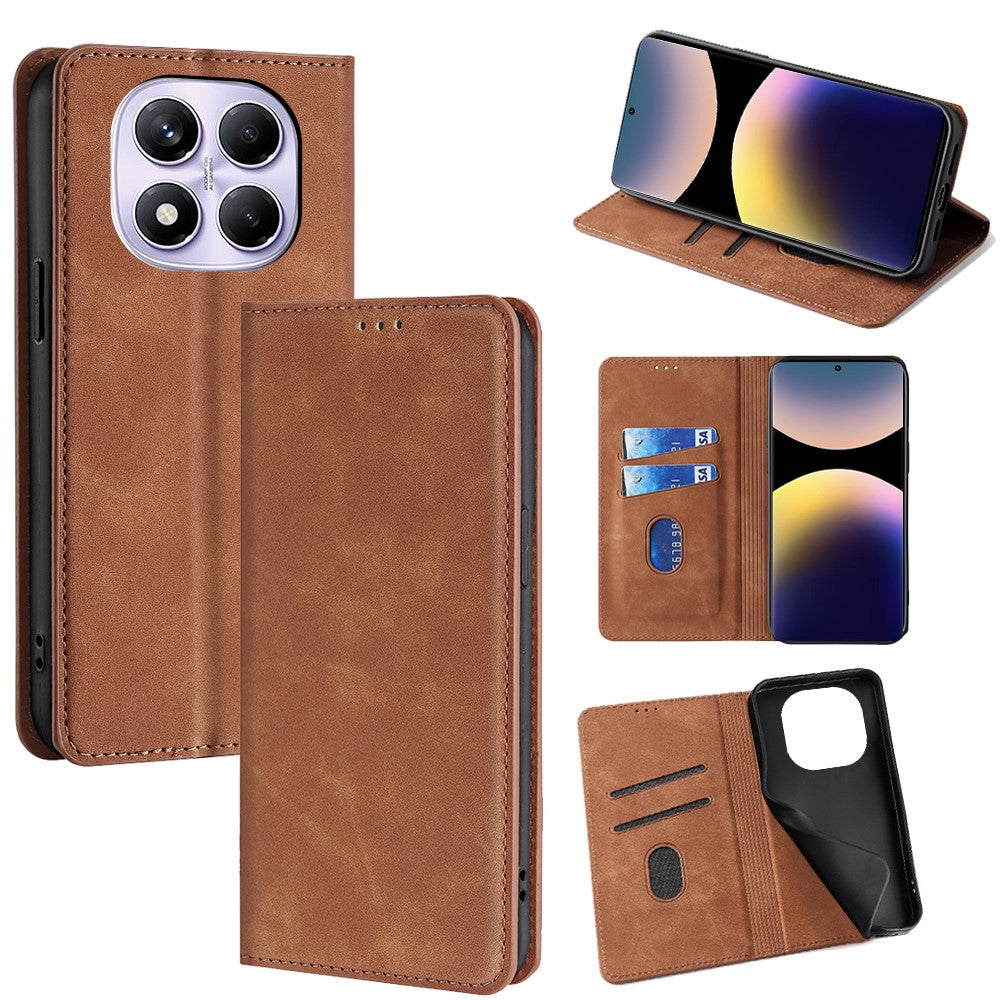 For Xiaomi Redmi Note 14 Pro 4G Card Holder Case PU Leather Magnetic Closing Phone Cover