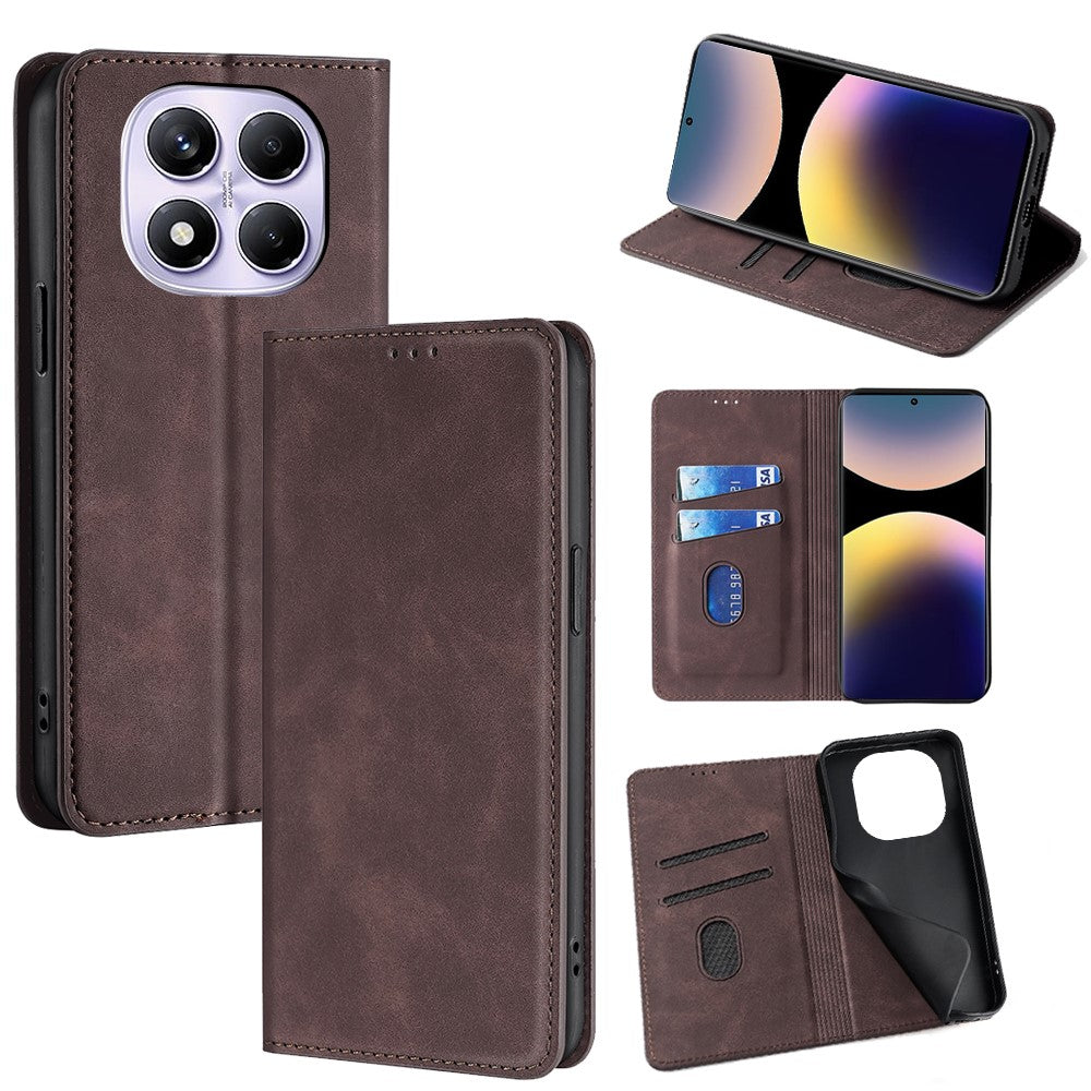 For Xiaomi Redmi Note 14 Pro 4G Card Holder Case PU Leather Magnetic Closing Phone Cover
