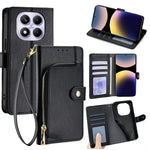 For Xiaomi Redmi Note 14 Pro 4G Case Zipper Pocket PU Leather Wallet Flip Phone Cover