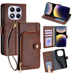 For Xiaomi Redmi Note 14 Pro 4G Case Zipper Pocket PU Leather Wallet Flip Phone Cover