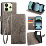 For Xiaomi Redmi Note 14 4G (163.25mm) Case PU Leather Wallet Phone Cover Tree Deer Imprinted