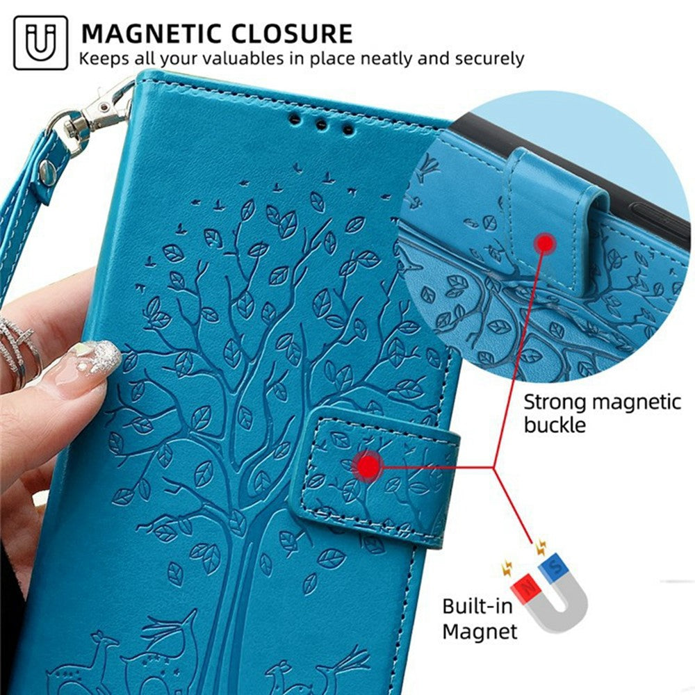 For Xiaomi Redmi Note 14 Pro 4G Case PU Leather Wallet Phone Cover Tree Deer Imprinted