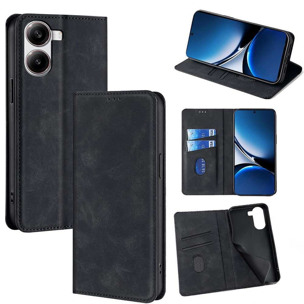 For Xiaomi Redmi Turbo 4 5G / Poco X7 Pro 5G Card Holder Case PU Leather Magnetic Closing Phone Cover
