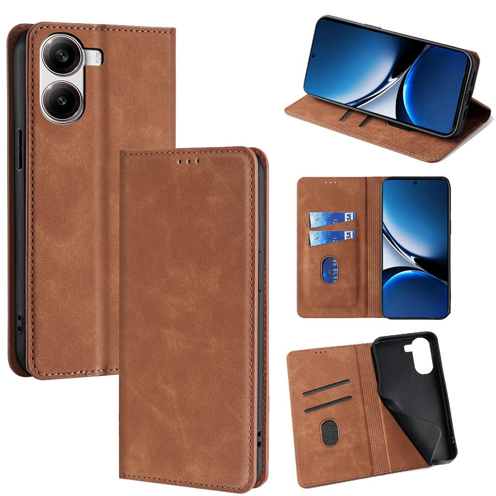 For Xiaomi Redmi Turbo 4 5G / Poco X7 Pro 5G Card Holder Case PU Leather Magnetic Closing Phone Cover
