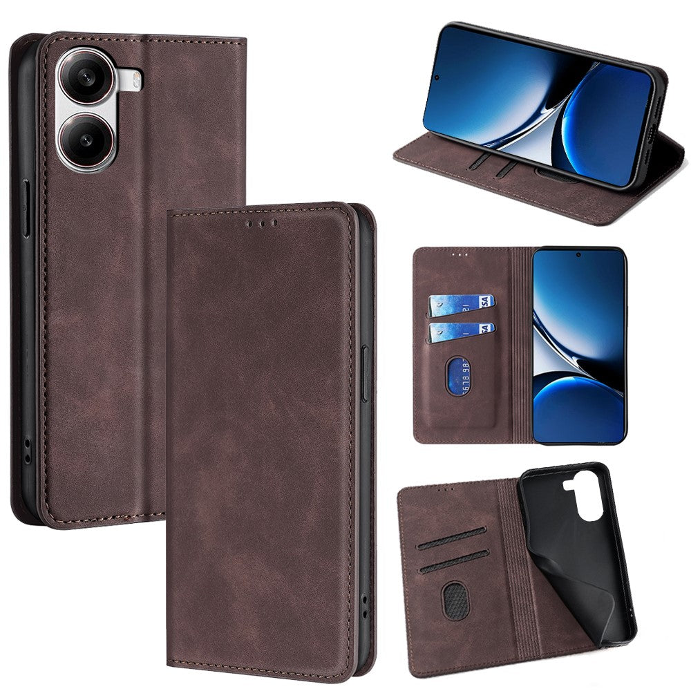For Xiaomi Redmi Turbo 4 5G / Poco X7 Pro 5G Card Holder Case PU Leather Magnetic Closing Phone Cover