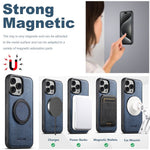 SUTENI G3 For iPhone 14 Pro Magnetic Case Rotating Ring Kickstand Jeans Texture PU TPU Phone Back Cover