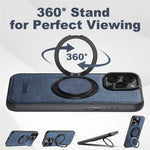 SUTENI G3 For iPhone 14 Pro Magnetic Case Rotating Ring Kickstand Jeans Texture PU TPU Phone Back Cover