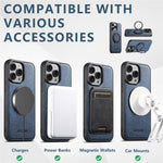 SUTENI G3 For iPhone 14 Pro Magnetic Case Rotating Ring Kickstand Jeans Texture PU TPU Phone Back Cover