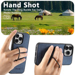 SUTENI G3 For iPhone 14 Pro Magnetic Case Rotating Ring Kickstand Jeans Texture PU TPU Phone Back Cover
