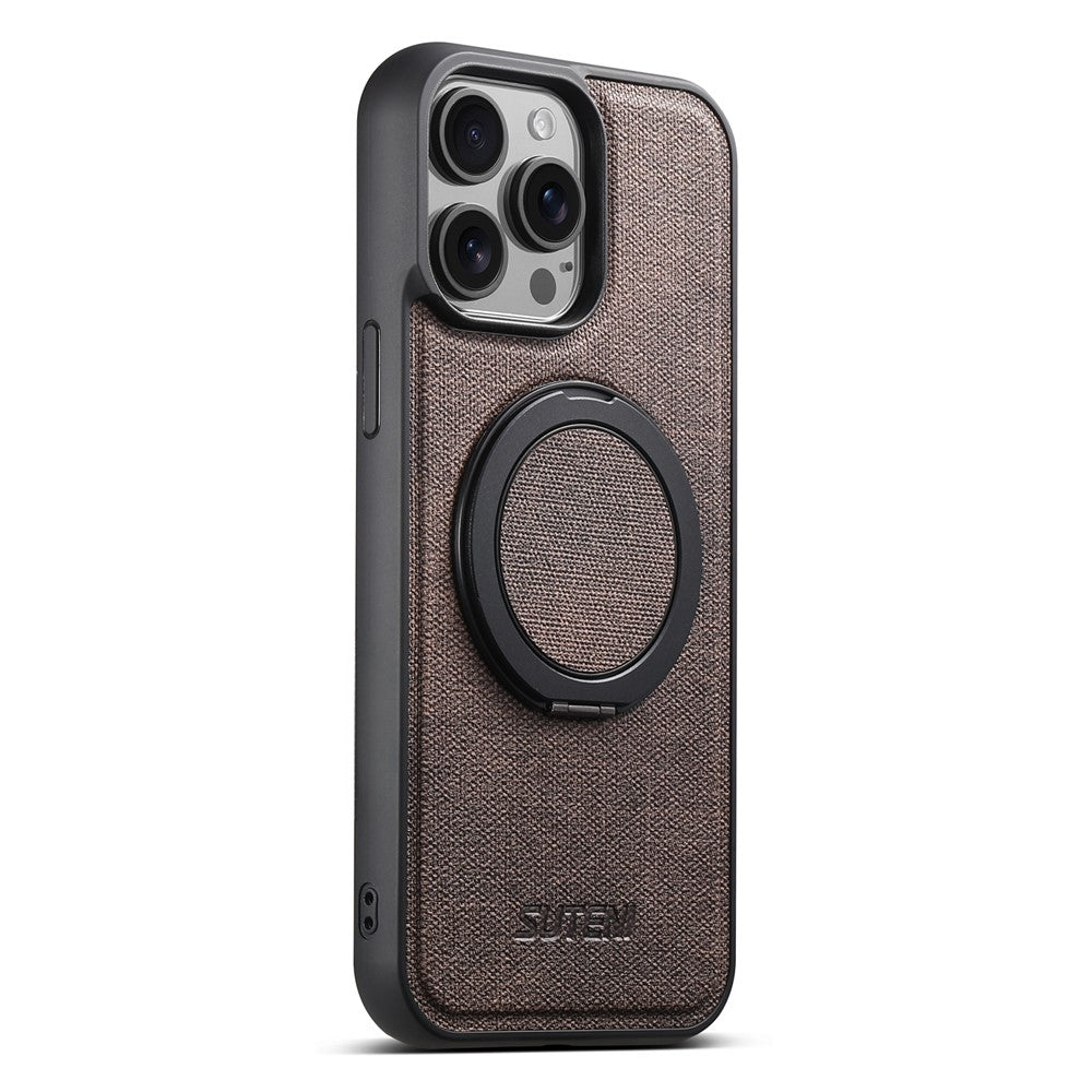 SUTENI G3 Til iPhone 15 Pro Max Magnetisk Cover Drejelig Ring Kickstand Jeans Tekstur PU TPU Telefon Bagcover