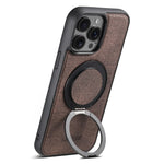 SUTENI G3 Til iPhone 15 Pro Max Magnetisk Cover Drejelig Ring Kickstand Jeans Tekstur PU TPU Telefon Bagcover