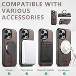 SUTENI G3 Til iPhone 15 Pro Max Magnetisk Cover Drejelig Ring Kickstand Jeans Tekstur PU TPU Telefon Bagcover
