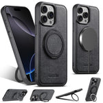 SUTENI G3 Til iPhone 15 Pro Max Magnetisk Cover Drejelig Ring Kickstand Jeans Tekstur PU TPU Telefon Bagcover
