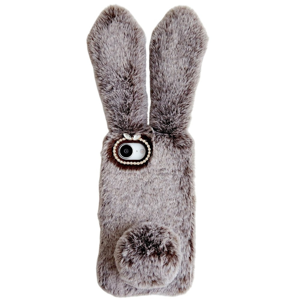 Til iPhone 17e / 16e Etui Plys Sød Kanin Vinter Fluffy TPU Telefoncover