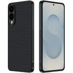 For Samsung Galaxy S25 Edge Case Leather + PC Hard Phone Cover Carbon Fiber Texture