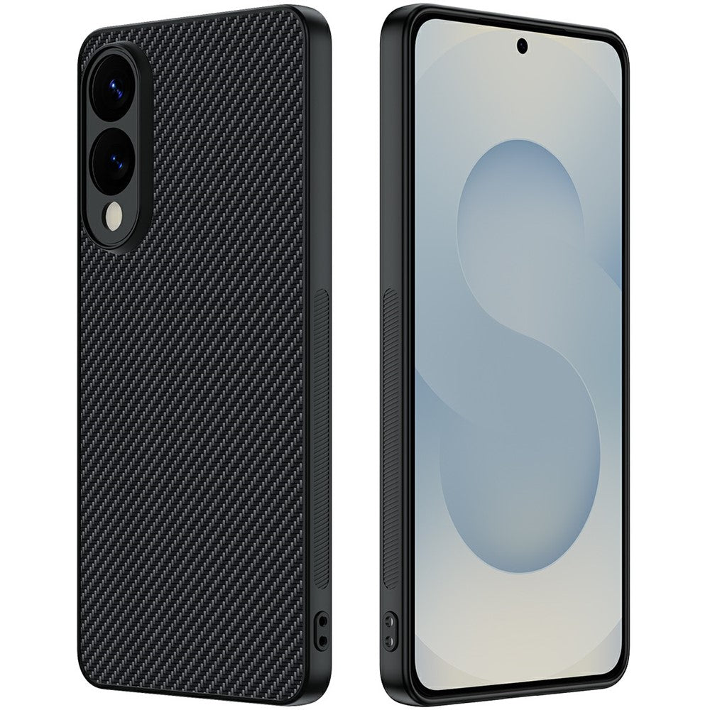 For Samsung Galaxy S25 Edge Case Leather + PC Hard Phone Cover Carbon Fiber Texture