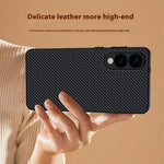 For Samsung Galaxy S25 Edge Case Leather + PC Hard Phone Cover Carbon Fiber Texture