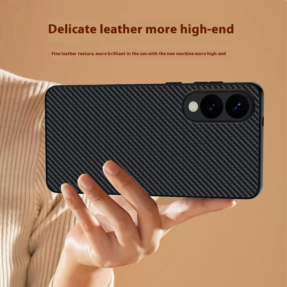 For Samsung Galaxy S25 Edge Case Leather + PC Hard Phone Cover Carbon Fiber Texture
