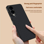 For Samsung Galaxy S25 Edge Case Leather + PC Hard Phone Cover Carbon Fiber Texture