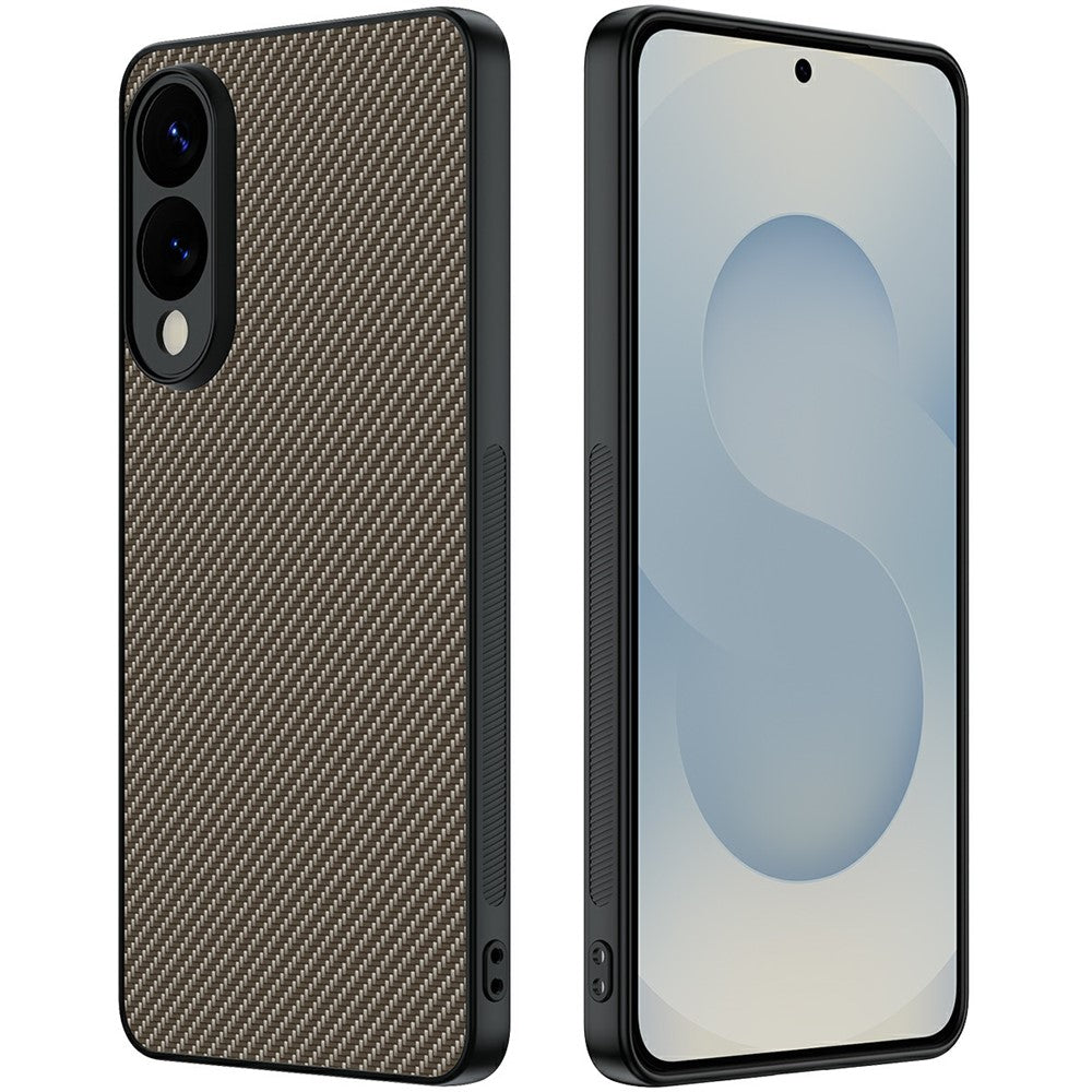 For Samsung Galaxy S25 Edge Case Leather + PC Hard Phone Cover Carbon Fiber Texture