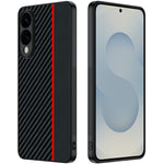 For Samsung Galaxy S25 Edge Case Leather + PC Hard Phone Cover Carbon Fiber Texture
