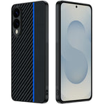 For Samsung Galaxy S25 Edge Case Leather + PC Hard Phone Cover Carbon Fiber Texture