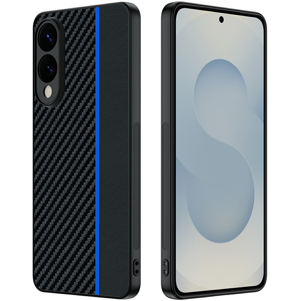 For Samsung Galaxy S25 Edge Case Leather + PC Hard Phone Cover Carbon Fiber Texture