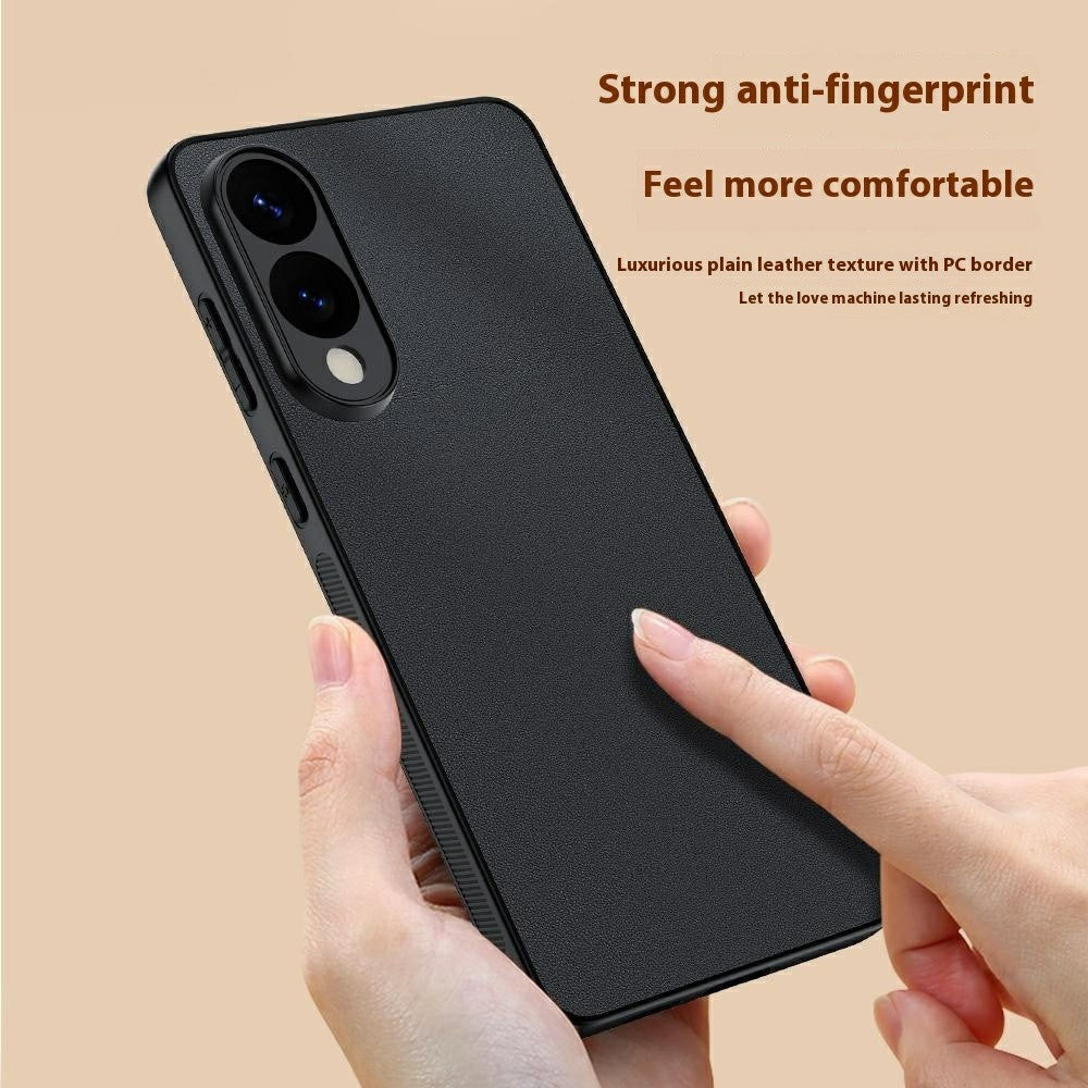 For Samsung Galaxy S25 Edge Case PU Leather Coated PC + TPU Anti-Drop Phone Cover